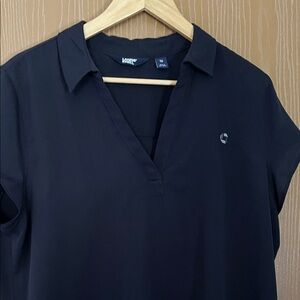Chase Lands' End Navy Short Sleeve Blouse